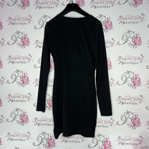 Fashion nova dress V neck front twist high low leg stretchy buttery fabric - Picture 4 of 5